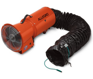 Allegro 8" Axial Explosion-Proof (EX) Metal Blower w/ Canister & 25’ Statically Conductive Ducting, 57 lbs.