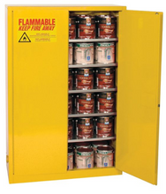 Load image into Gallery viewer, Eagle Paint &amp; Ink storage Cabinet, 60 Gal., 5 Shelves, 2 Door, Self Close, Yellow