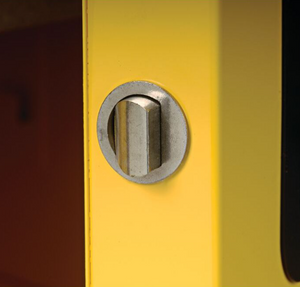 Eagle Haz-Mat Two Drum Vertical Safety Cabinet, 110 Gal., 1 Shelf, 2 Door, Manual Close, Yellow