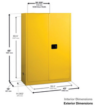 Load image into Gallery viewer, Eagle Paint &amp; Ink storage Cabinet, 60 Gal., 5 Shelves, 2 Door, Self Close, Yellow