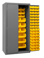 Load image into Gallery viewer, Durham 3501-BDLP-132-95 Cabinet, 14 Gauge, 132 Yellow Bins , 36 X 24 X 72