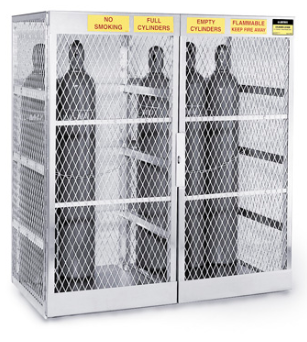 Justrite™ Cylinder locker for safe storage of up to 20 vertical Compressed Gas cylinders.