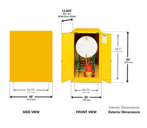 Eagle One Drum Horizontal Safety Cabinet, 55 Gal., 2 Door, Self Close, Yellow