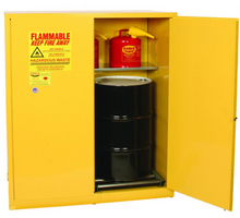 Load image into Gallery viewer, Eagle Haz-Mat Two Drum Vertical Safety Cabinet, 110 Gal., 1 Shelf, 2 Door, Manual Close, Yellow