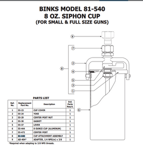 81-440 8 oz Siphon Cup Attachment Assembly (#8 On Breakdown)