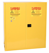 Load image into Gallery viewer, Eagle Haz-Mat Two Drum Vertical Safety Cabinet, 110 Gal., 1 Shelf, 2 Door, Self Close, Yellow