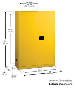 Eagle 60-gal.capacity Flammable storage Cabinet w/ 5 Shelves & 2 Door-Sliding Self Close - Beige