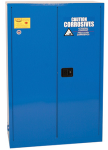 Eagle Acid & Corrosive Metal Safety Cabinet, 45 Gal., 2 Shelves, 2 Door, Sliding Self Close, Blue