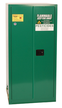 Eagle Pesticide One Drum Vertical Safety Cabinet, 55 Gal., 1 Shelf, 2 Door, Manual Close, Green