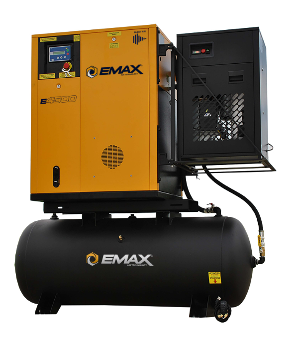 EMAX Swingarm Design Air Compressor Package - 3 Phase 10 HP Rotary Screw Air Compressor