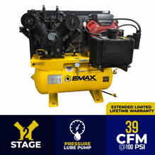 Load image into Gallery viewer, EMAX 18HP 30gal. Honda Horizontal Gas Air Compressor -w/ Pressure Lube Pump (Electric Start)