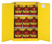 Load image into Gallery viewer, Sure-Grip® EX 45-gal. capacity Safety Cabinet Safety Cabinet with Can Package 2 Self-Close Doors &amp; 2 Shelves - Yellow