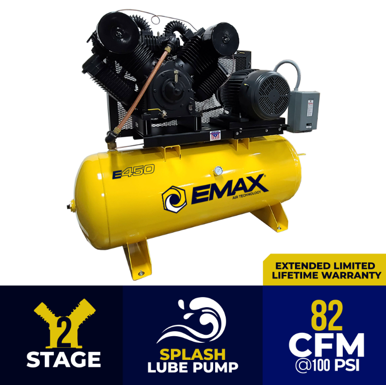 EMAX Industrial Plus 25HP  208-230/460V 3-Phase 2-Stage 120 Gal. Horizontal Stationary Electric Air Compressor