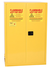 Load image into Gallery viewer, Eagle Haz-Mat Two Drum Vertical Safety Cabinet, 60 Gal., 1 Shelf, 2 Door, Manual Close, Yellow