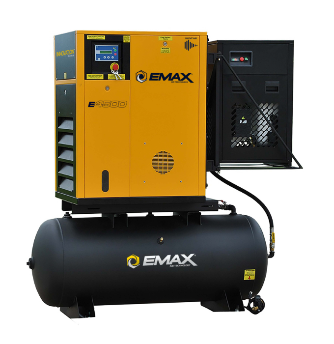 EMAX 20HP 208-230/460V 3-Phase Rotary Screw Package-VSD (Tank & Dryer included)