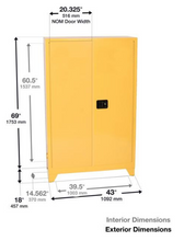 Load image into Gallery viewer, Eagle Paint &amp; Ink Tower™ storage Cabinet, 60 Gal., 5 Shelves, 2 Door, Manual Close, Yellow