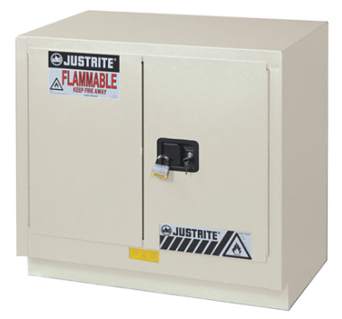 Justrite™ ChemCor® Under Fume Hood Corrosives/Acids Safety Cab, 23 Gal., 2 m/c doors, Light Neutral