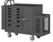 Load image into Gallery viewer, Durham 2211-DLP-6DR-RM-9B-95 Maintenance Cart, 6 Drawers With Locking Bar, 9 Yellow Bins, Ladder Hanger, Storage Space And Ergonomic Handle , 22-3/16 X 54-1/16 X 41-1/8