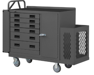 Durham 2211-DLP-6DR-RM-9B-95 Maintenance Cart, 6 Drawers With Locking Bar, 9 Yellow Bins, Ladder Hanger, Storage Space And Ergonomic Handle , 22-3/16 X 54-1/16 X 41-1/8