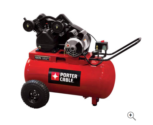 Porter Cable 1.6 RHP 20 Gallon V-Twin Cast Iron Pump Horz Compressor