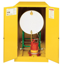Load image into Gallery viewer, Justrite™ Sure-Grip® EX Horizontal Drum Safety Cabinet with Cradle Track, 2 m/c doors, Yellow