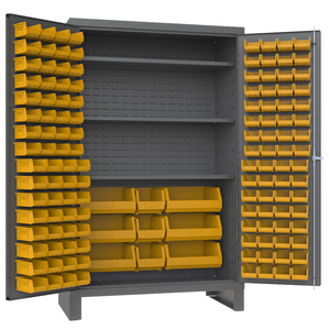 Durham JC-137-3S-95 Cabinet, 14 Gauge, 3 Shelf, 137 Yellow Bins , 48 X 24 X 78