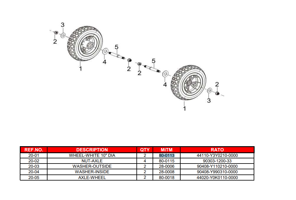 Mi-T-M 80-0113 Wheel Replacement Part # 1 On the Breakdown