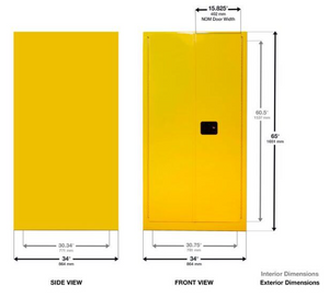 Justrite™ Flammable Waste Vertical Drum Safety Cabinet, 55 Gal. drum, 1 shelf, 2 s/c doors, White