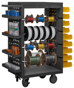 Durham MWSR8-LP-95 Mobile Wire Spool Cart, 8 Rods, Louvered Panel Sides, 18-1/8 X 32-1/4 X 46-1/16