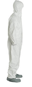 DuPont™ Tyvek® 400 Coveralls (Attached Hood and Boots, Elastic Wrists and Ankles) - Large - 25/Pack