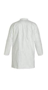 DuPont™ Tyvek® 400 Lab Coat - Collar - Open Wrists -Extends Below Hip - Front Snap Closure -2 Pockets -Serged Seams -White - 4X - 30/PK