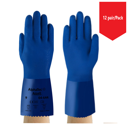 Ansell 04-644 SUPERFLEX  PVC Chemical Resistant Gloves - 12Pr/Pk