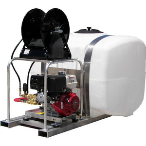 Pressure-Pro 200 gal. Tank, Bands, Aluminum Skid, & Inlet Plumbing Kits Only