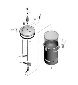 Binks 183G 5 Gallons ASME Galvanized Carbon Steel Pressure Tank - Single Regulated & 15:1 Gear Reduced Agitator