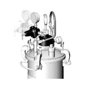 Binks 183G 5 Gallons ASME Galvanized Carbon Steel Pressure Tank - Single Regulated w/ Extra Sensitive Regulator & 15:1 Gear Reduced Agitator