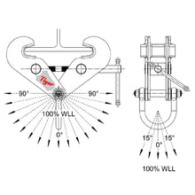 Load image into Gallery viewer, Tiger Lifting 3-tons Fixed Jaw Heavy Duty Beam Clamp  w/ Shackle BCF