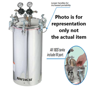 Binks 183S 15 Gallons ASME Stainless Steel Pressure Tank - Double Regulated w/ Extra Sensitive Regulator & No Agitator
