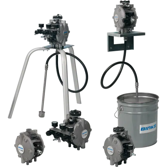 BINKS DX200 1:1 Stainless Steel Body Diaphragm Pump w/ Pump Air Control & Fluid Filter - Wall Mounting