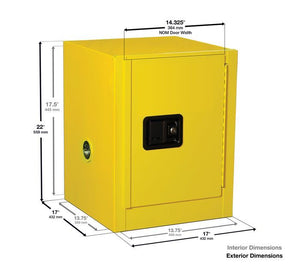 Sure-Grip® EX 4-gal.capacity Countertop Flammable Safety Cabinet w/ 1 Shelf & 1 Manual Close Door