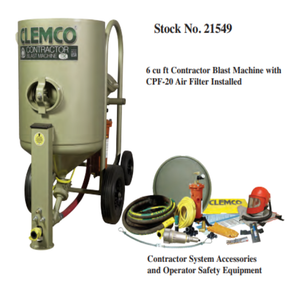 Clemco 6 cu ft High Pressure (HP) Contractor Blast Pot Package - Contractor System 2006 CA with Apollo 600 HP Respirator - SaFety Gear