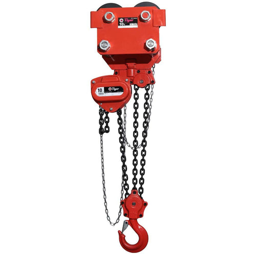 Tiger Lifting CCBTPT-1000 10-tons Twin Bar 10-ft. Std. Lift Combination Chain Block & Trolley (Plain/Push combination units)