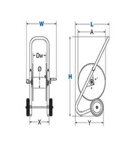 Hand Crank Dolly-Mount Hose Reels w/ Wheels - 4000psi 3/8" Hose Dia. 200' Length - w/out Hose