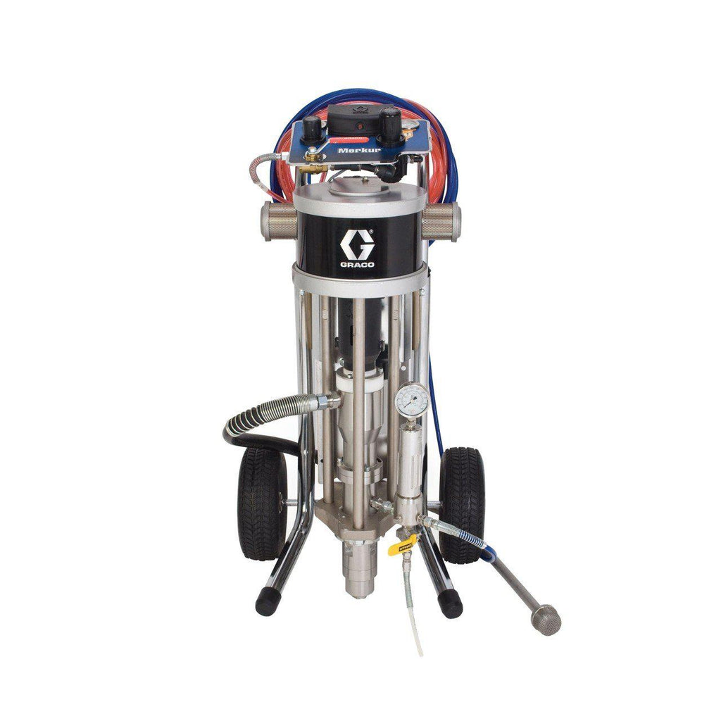 Graco Merkur Bellows 2300 PSI @ 1.6 GPM 23:1 V-Packing w/ Drain Valves, Fluid Filter & DataTrak - Cart Mount Piston Pump w/ Airless (AL) Package