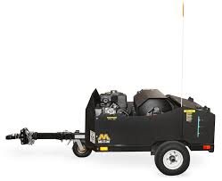 Mi-T-M 4000 PSI @ 3.7 GPM Belt Drive 389cc Honda GX390 OHV General Pump Hot Water Mini Trailer Gas Pressure Washer Power Washer - (49-State), Hot Water, General Pump, Belt Drive, Honda Engine