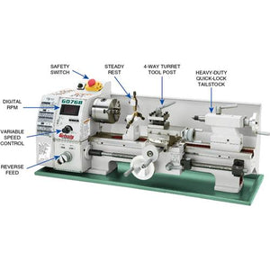 Grizzly Industrial 8" x 16" Variable-Speed Benchtop Lathe