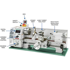 Grizzly Industrial 8" x 16" Variable-Speed Lathe with X/Z-Axis DRO