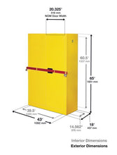 Load image into Gallery viewer, Justrite High Security 45-gal.capacity Flammables Safety Cab w/ Steel Bar - 2 Shelves &amp; 2 Self-Close Doors - Yellow