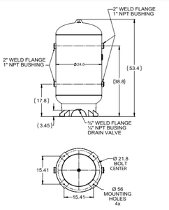 Industrial Air 80-Gallon 24" Diameter Vertical ASME Receiver Tank w/ Lift Hook