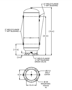 Industrial Air 120-Gallon 24" Diameter Vertical ASME Receiver Tank w/ Lift Hook