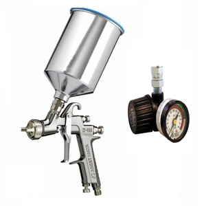 IWATA W400LV-184G Gravity Fed Spray Gun w/ PCG10EM 1000ml Aluminum Cup & AK-1R Regulator